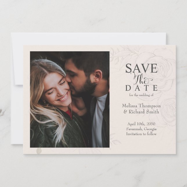 Reserve A Data Blush Floral Wedding Save the Date Photo (Frente)