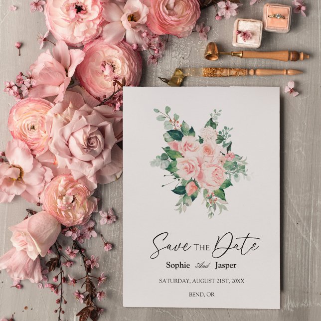 Reserve A Data Blush Floral White Weding A Data (Criador carregado)