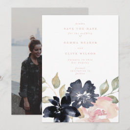 Reserve A Data Blush Romântico Watercolor Florals Foto de Casamen