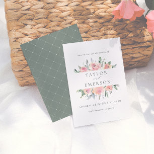 Reserve A Data Blush & Sage Watercolor Floral Salvar a Data