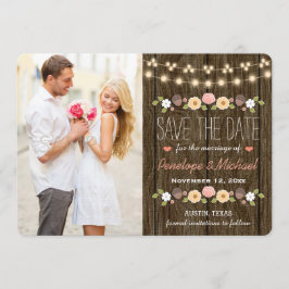 Reserve A Data Blush String of Lights Rustic Salve a placa de dat