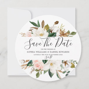 Reserve A Data Blush & White Florals Elegante Casamento Moderno