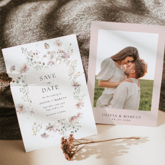 Reserve A Data Blush Wildflower Elegant Frame Wedding
