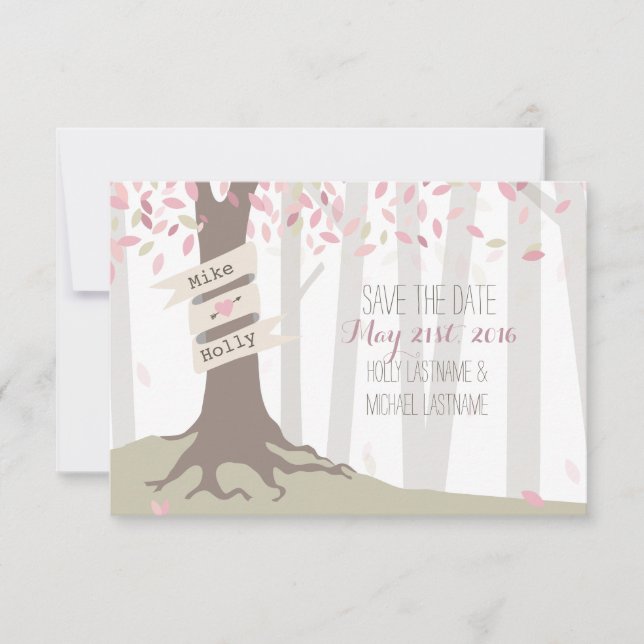 Reserve A Data Blush Woodland Casamento Salvar A Data (Frente)