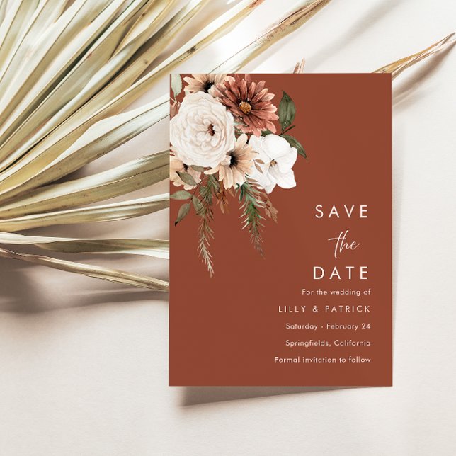 Reserve A Data Bohemian Floral Terracotta Wedding (Criador carregado)