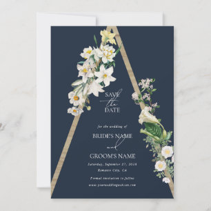 Reserve A Data Bohemian Wood Pyramid White Florals Blue Wedal