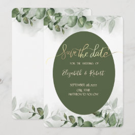 Reserve A Data Boho Aquarela Eucalipto Folhagem Salve A Data