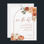 Reserve A Data Boho Arch Autumn Pumpkin Floral Terracotta<br><div class="desc">Salve os convites da Data em lindas cores do outono com abóboras e florais.</div>