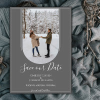 Boho Arch Foto Save the Date | Cinza