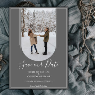 Reserve A Data Boho Arch Foto Save the Date   Cinza
