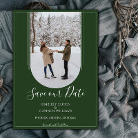 Boho Arch Foto Save the Date | Verde Esmeralda