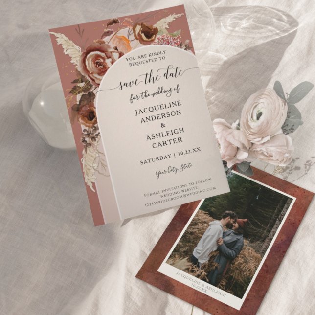 Reserve A Data BOHO Archou BHO Elegante Queda Floral Pampas Grass (Criador carregado)