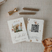 Boho Autumn Wildflower | Código QR do Quadro de Fo