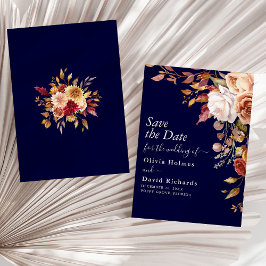 Reserve A Data Boho Azul Marinho Laranja Queimada Casamento Flora