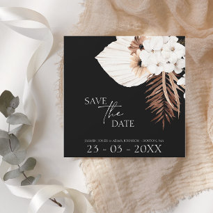 Reserve A Data Boho Black White Brown Pampas Grass Casamento
