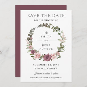 Reserve A Data Boho Blush Cinnamon Rosa Floral Greenery Casamento