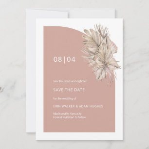 Reserve A Data Boho Blush Floral Monograma Cor-de-Rosa Casado Met