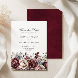Reserve A Data Boho Burgundy & Blush Floral - Salve a placa de da