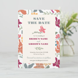 Reserve A Data Boho Chic Floral Casamento Retro Meados do Século