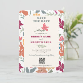 Reserve A Data Boho Chic Floral Casamento Retro Meados do Século