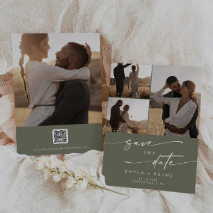 Reserve A Data Boho Chic Olive Green - Código QR de várias fotos 
