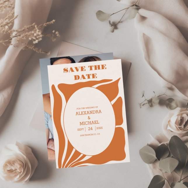 Reserve A Data Boho Chic Retro Floral Casamento Foto (Criador carregado)