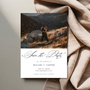 Reserve A Data Boho Chic Script Mountain Foto De Casamento De Lux