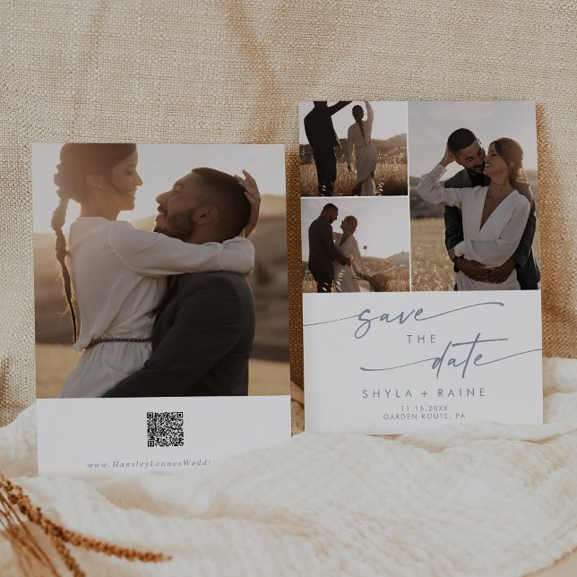 Reserve A Data Boho Chic Slate Blue Multi Photo QR Code (Criador carregado)