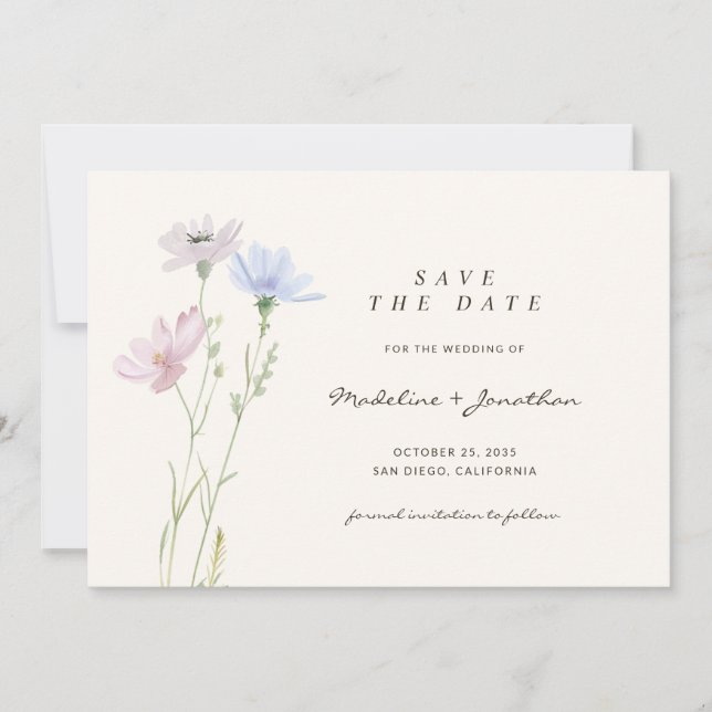 Reserve A Data Boho Chic Wildflower Beige Wedding (Frente)