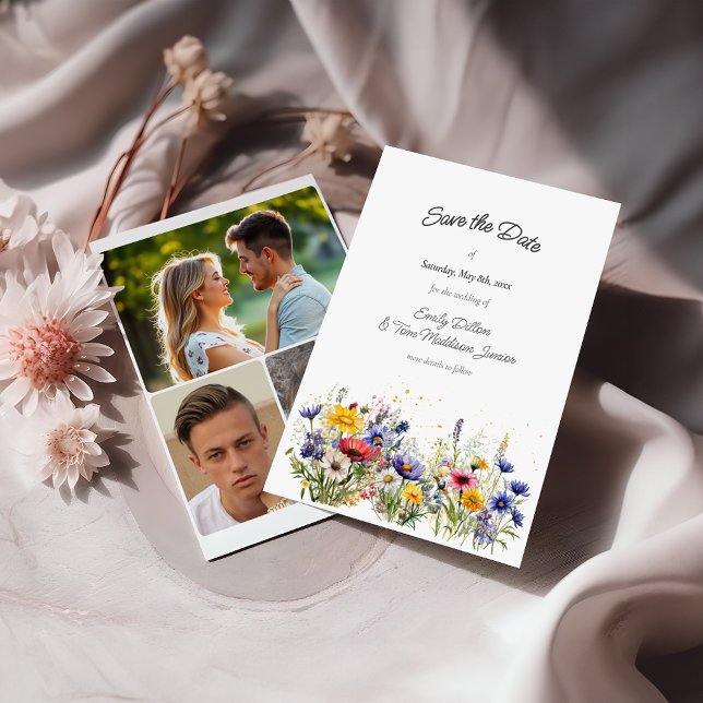 Reserve A Data Boho Chic Wildflowers Modern 3 Photo (Criador carregado)