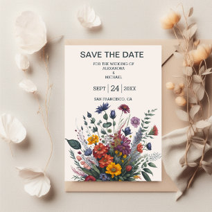 Reserve A Data Boho Colorful Watercolor Wildflower Wedding