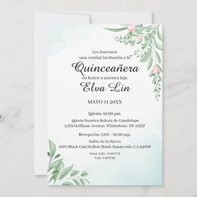 Reserve A Data Boho Dusty Blue Eucalyptus Quinceanera (Frente)