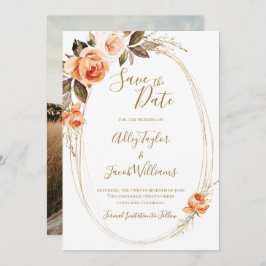 Reserve A Data Boho Fall Floral Photo Weding the Date (Casamento