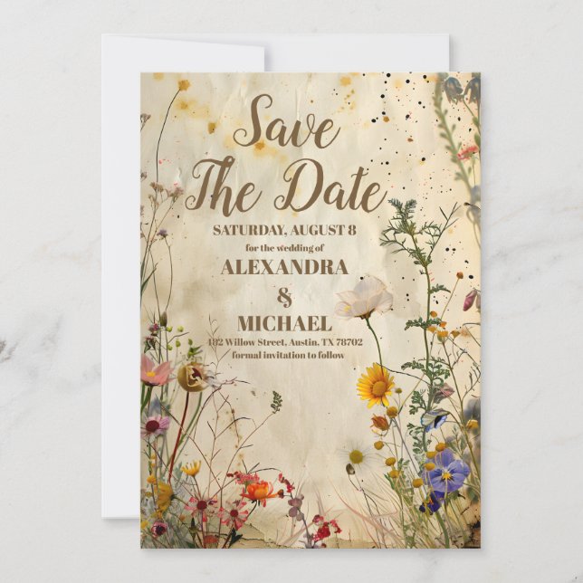 Reserve A Data Boho Fall Wildflower Wedding (Frente)