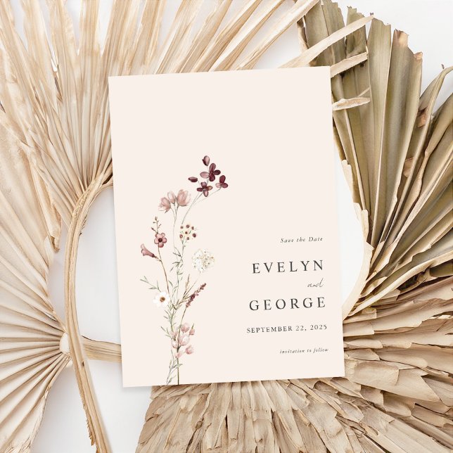 Reserve A Data Boho Floral Boho Minimalista Elegante (Criador carregado)