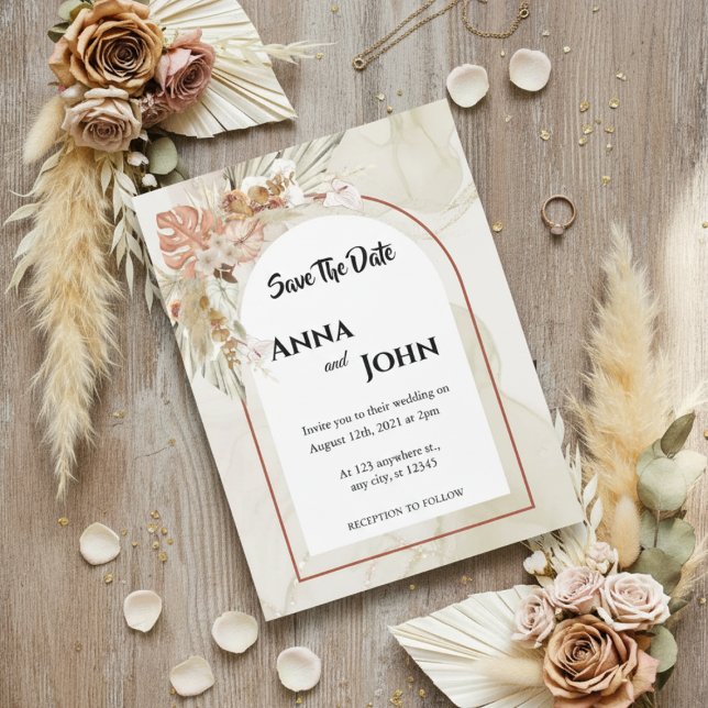 Reserve A Data Boho Floral Casamento Salve a Data (Criador carregado)