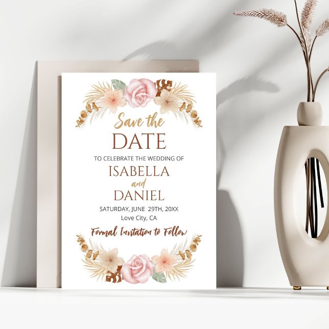 Reserve A Data Boho Floral Earth Tones Casamento Salve A Data (Criador carregado)