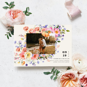 Reserve A Data Boho Floral Foto de Flor Silvestre Salvar a Data