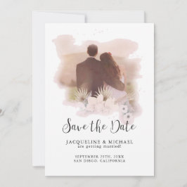 Reserve A Data BOHO Floral Tropical Modern Script Palm Foto