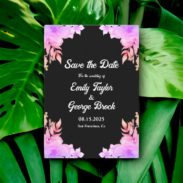 Reserve A Data Boho Glow Neon Colors Black Floral Weding