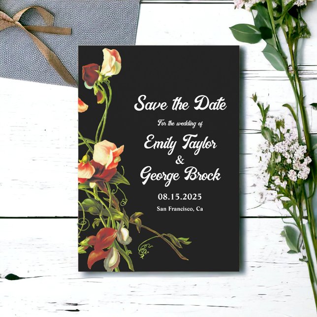 Reserve A Data Boho Greenery Burgundy Rosas Black Floral Casament (Criador carregado)