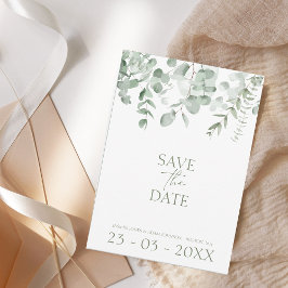 Reserve A Data Boho Greenery Eucalyptus Wedding Save the Date