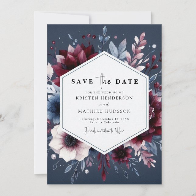 Reserve A Data Boho Imprimível Burgundy (Frente)