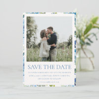 Boho Light Blue Watercolor Foto Floral Casamento