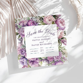 Reserve A Data Boho Lilás Floral Casamento Salve a Data