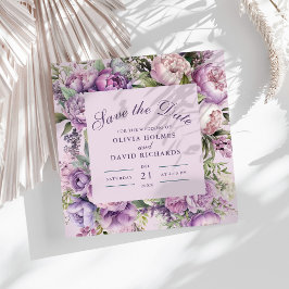 Reserve A Data Boho Lilás Floral Casamento Salve a Data