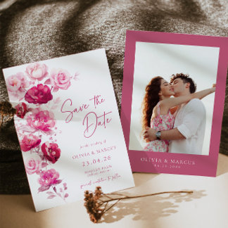 Reserve A Data Boho Magenta Foto De Casamento Floral Com Rosa Ros