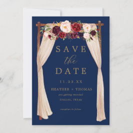 Reserve A Data Boho Marinho Marsala Flores Arch Dourado Floral