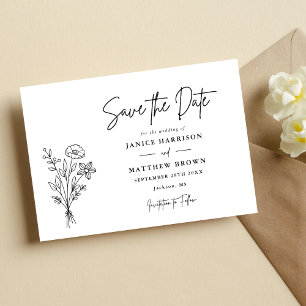 Reserve A Data Boho Minimalist Botanicals Foto de Casamento