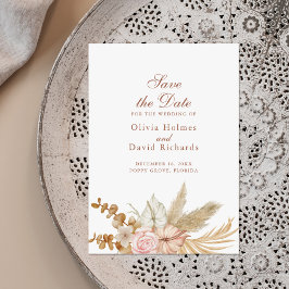 Reserve A Data Boho Moderno Grama de Pampas Mínimo Salvar a Data